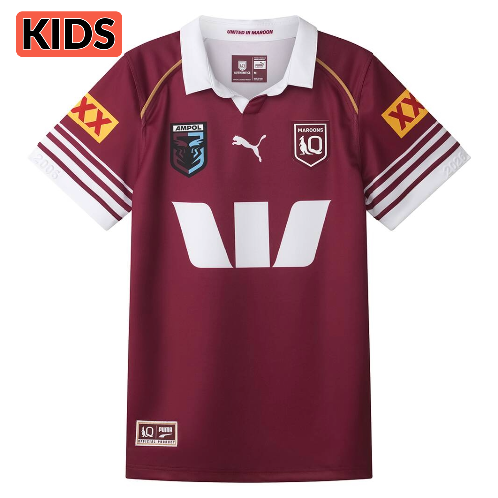 2026 Queensland Maroons Kids Home Jersey