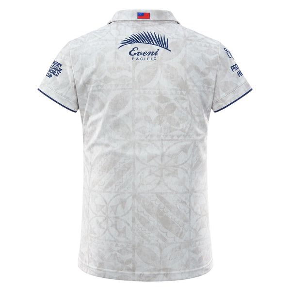 2026 Toa Samoa Away Jersey back view in cream with subtle pattern and Samoa flag