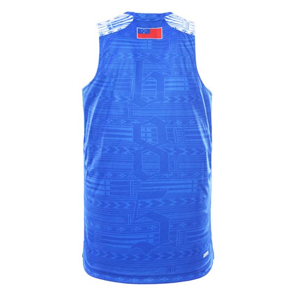 2026 Toa Samoa Training Singlet back in blue with Samoa flag