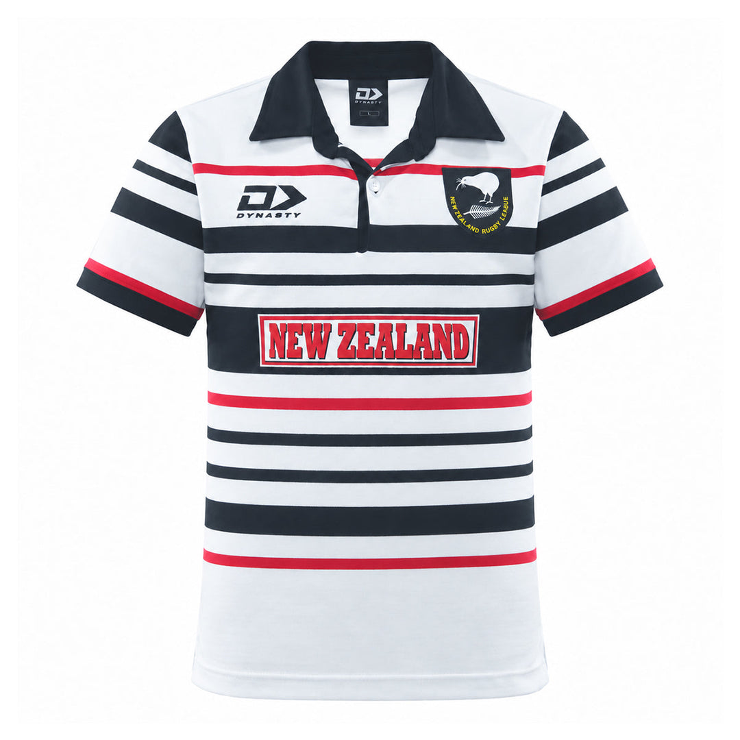 New Zealand Kiwis Throwback Jersey front view with black and red stripes